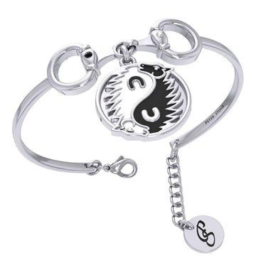 Karen Ryder Yin Yang Horse and Horse Bit Silver Cuff Bracelet TBA289 - Jewelry